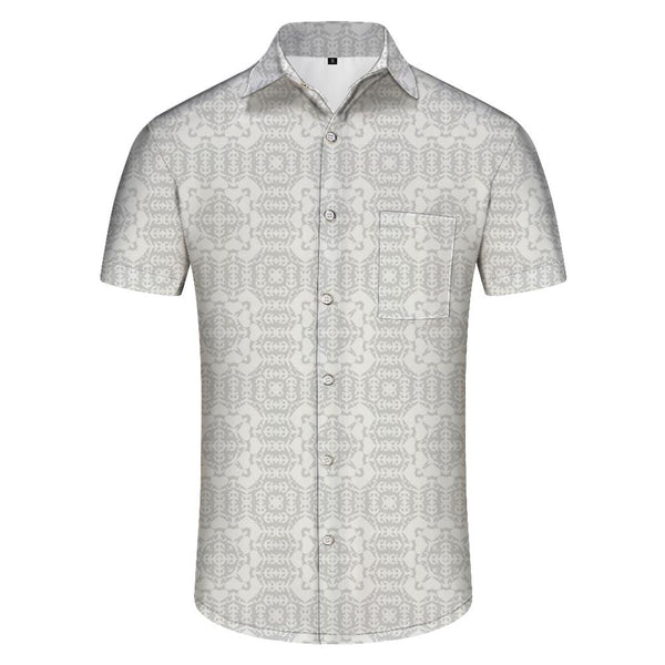 
White pattern digital printing retro style Hawaiian tropical button lapel men's casual street daily
                