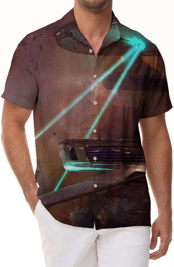 Fighter Aurora Button Lapel Men's Shirt Short Sleeve Casual Shirt Summer Shirt Beach Shirt Hawaiian Printed Clothing Casual Tops Summer Clothing Men