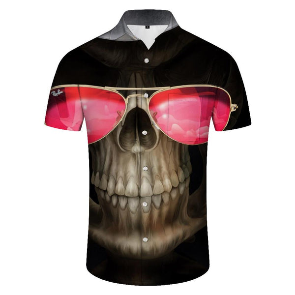 
Gothic Skull Summer Men's Retro Cool Print Shirt Lapel Button Short Sleeve Shirt Festival Party Beach Short Sleeve Shirt
                