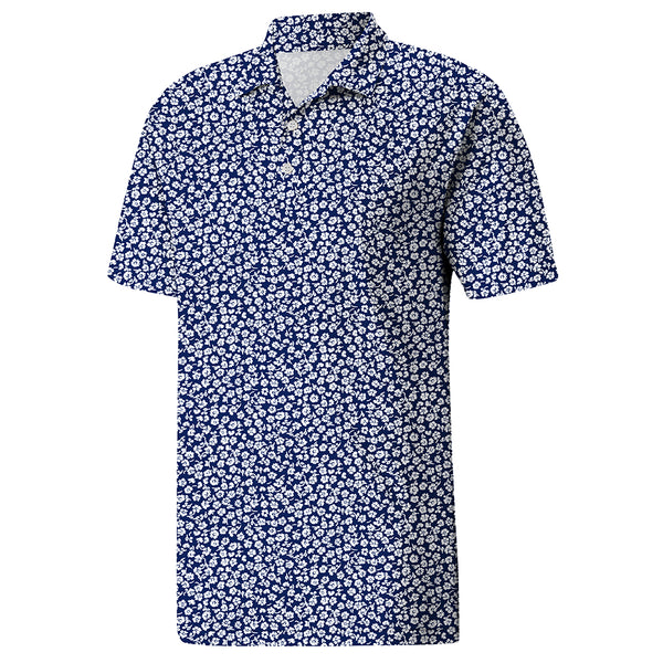 Men’s Navy All-Over Print Polo Shirt for Daily Wear – Smooth Fabric, Relaxed Fit