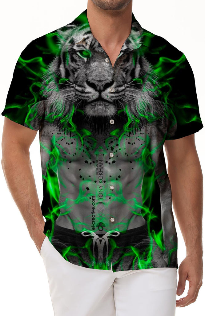 Brand tiger shirt black clothing animal shirt 3D printing short sleeve men's shirt hip hop fashion summer new