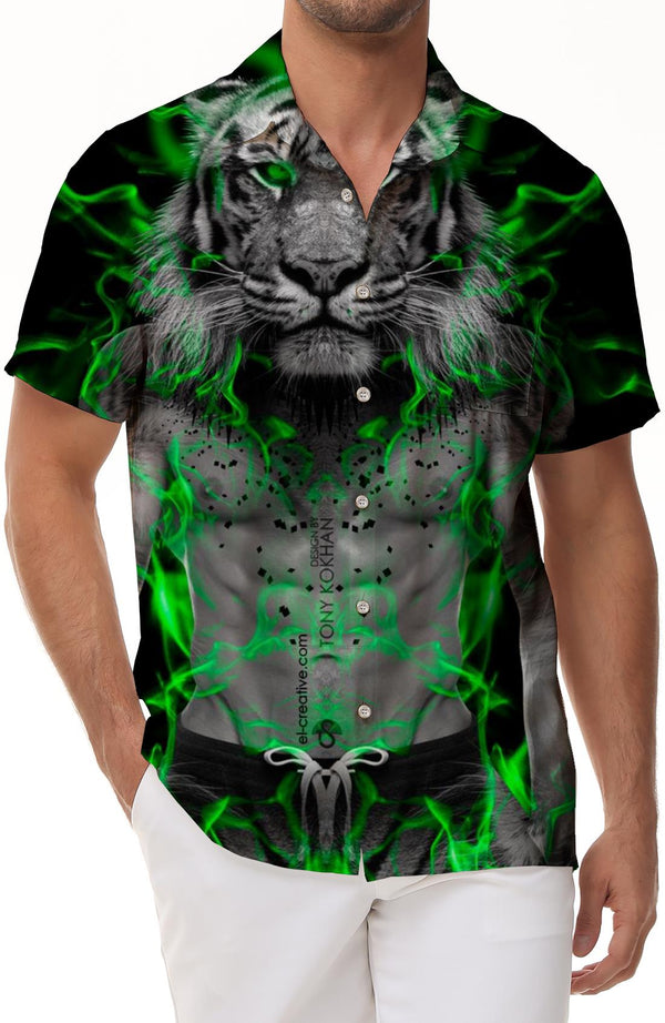 Brand tiger shirt black clothing animal shirt 3D printing short sleeve men's shirt hip hop fashion summer new