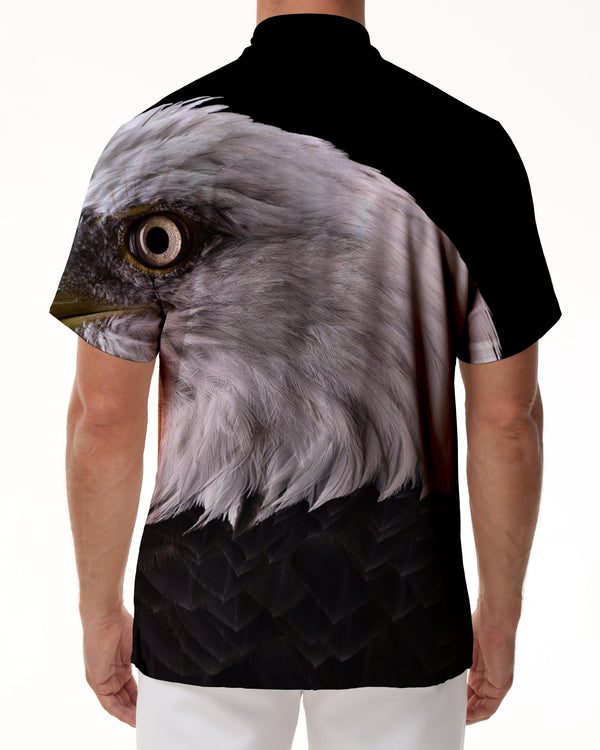 
New men's short-sleeved shirt regular style summer printed eagle casual shirt men's cardigan high-end short-sleeved
                