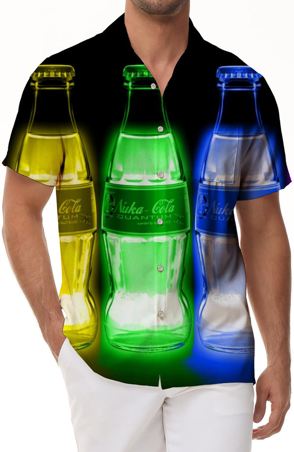 Colorful summer design 3D printed shirt cola beverage bottle flower short sleeve men's short sleeve street top popular