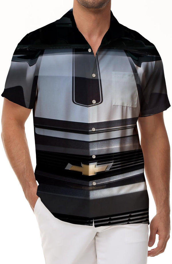 New Chevrolet Sports Car Tropical Hawaii Men's Style Shirt Short Sleeve Button Casual Beach Leisure Summer Seasons Fashion