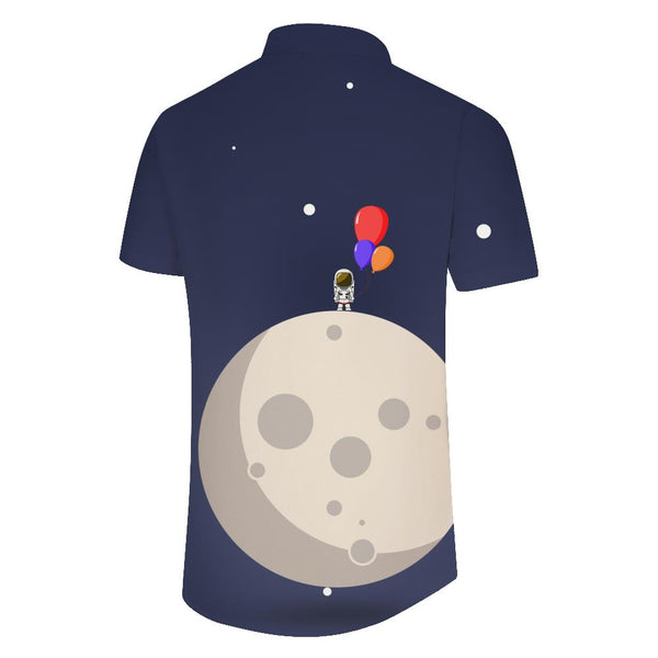 
Astronaut on Mission in Outer Space Men's Hawaiian Shirt Short Sleeved Casual Shirts Beach Summer Party
                