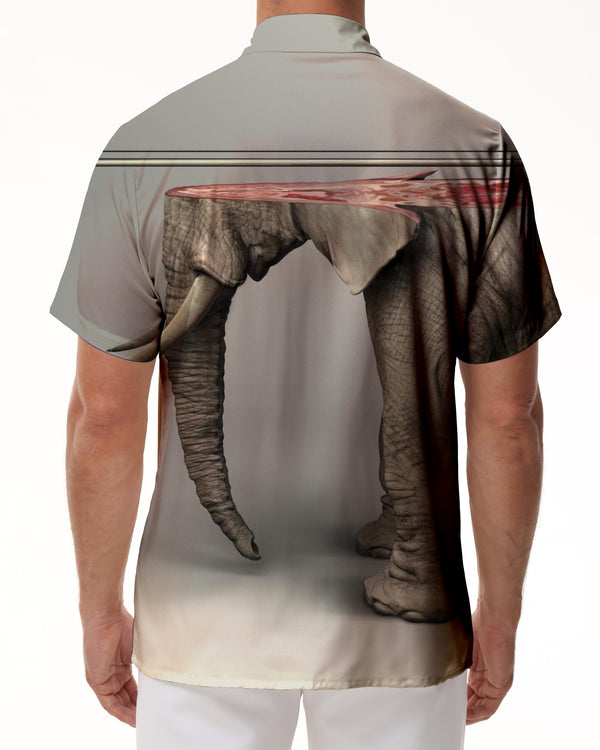 
Slaughtered elephant casual summer shirt 3d digital printing animal trend short-sleeved shirt Hawaiian button lapel short-sleeved shirt beach
                