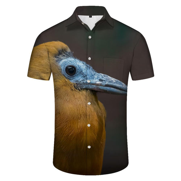 
New Ocean Print Hawaiian Shirt Men's Loose Daily Travel Short Sleeve Shirt Abstract Birds
                