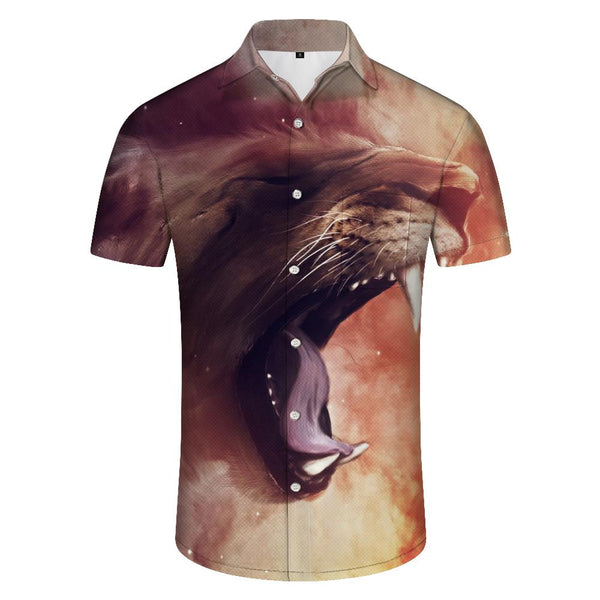 
Casual Button Wildlife King Lion Men's Short Sleeve Shirt Summer Beach Shirt Classic Fit
                