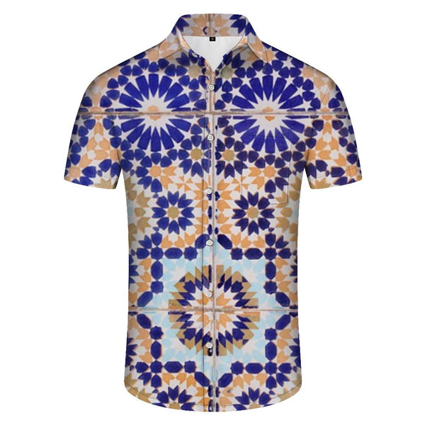 
Tropical Hawaii visual geometry fashion men's casual loose 3d digital printing summer short-sleeved shirt
                