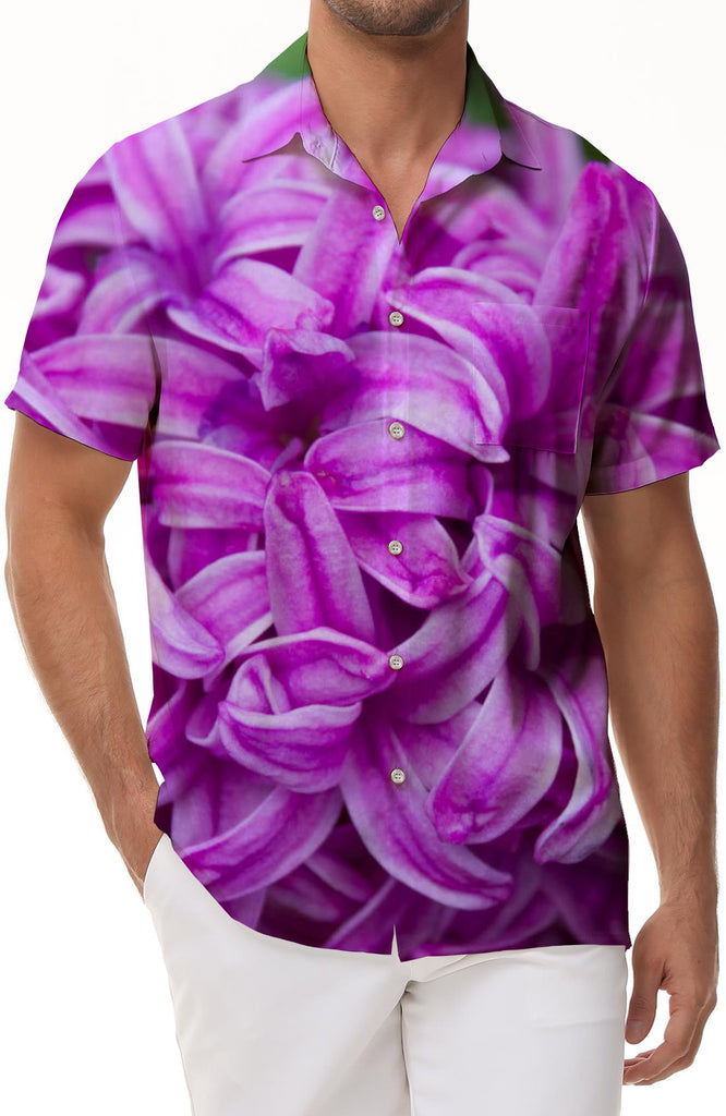 Beautiful and bright flowers of nature Hawaiian seaside vacation short-sleeved shirt men's casual loose street short-sleeved shirt tops