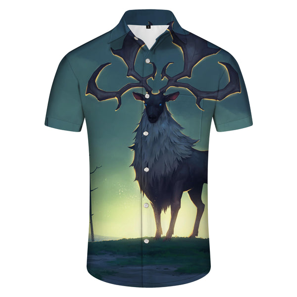 
Hawaiian shirts mens casual button down shirts perfect for summer beach vacations deer forest pattern
                