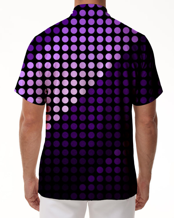 
New Geometric 3D Regular Gradient Print Short Sleeve Lapel Button Lapel Shirt Fashion Casual Resort Shirt Purple
                