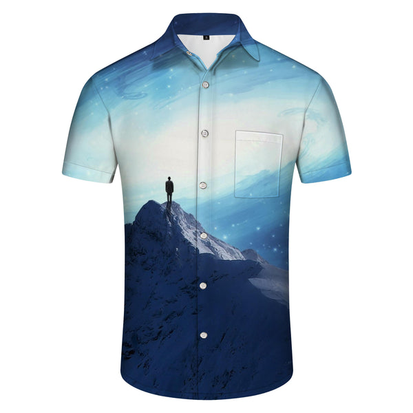 
Snow Mountain Silhouette Short Sleeve Casual Men's Four Seasons Hawaiian Shirt Button Casual Suitable for Vacation Sand Travel
                