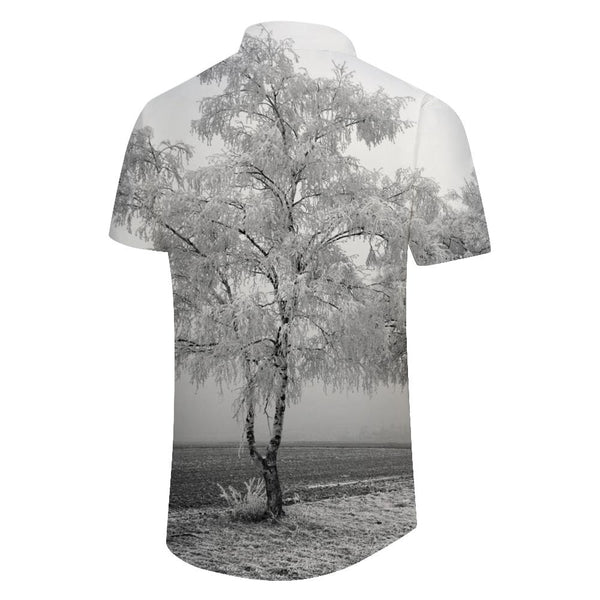 
Cold and hot landscape men's lapel short-sleeved shirt pocket fashion Hawaiian tropical daily simple short-sleeved shirt
                