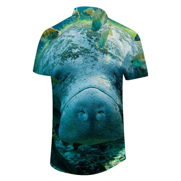 
Manatee Animals Men's Shirt Short Sleeved Color Button Down Beach Shirt Tropical Holiday
                