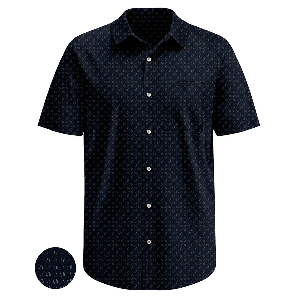 Men’s Casual Micro Print Polo Shirt for Work and Weekend – Soft Breathable All-Day Wear