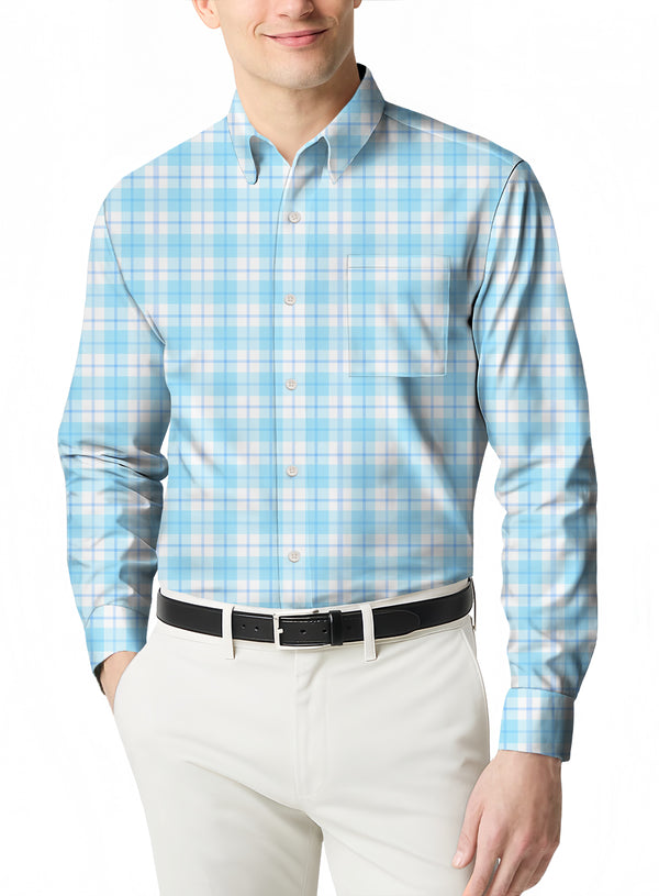 Men's Casual Long Sleeve Polo Shirt with a Fashion Micro Print