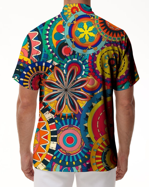 
Ethnic Retro Pattern Floral Print Hawaiian Shirt Men Loose 100% Polyester Fabric Breathable Fashion
                