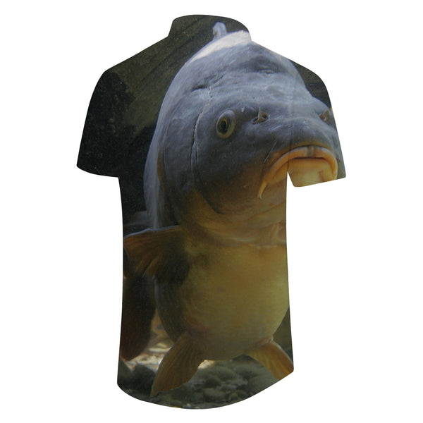 
Fishing Carp Gold Green Men's Hawaiian Shirt Short Sleeve Loose Beach Shirt
                