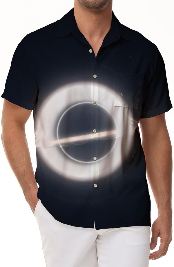 White Halo Hawaiian Shirt Men Summer Beach Print Casual Short Sleeve Button Summer Beach Shirt