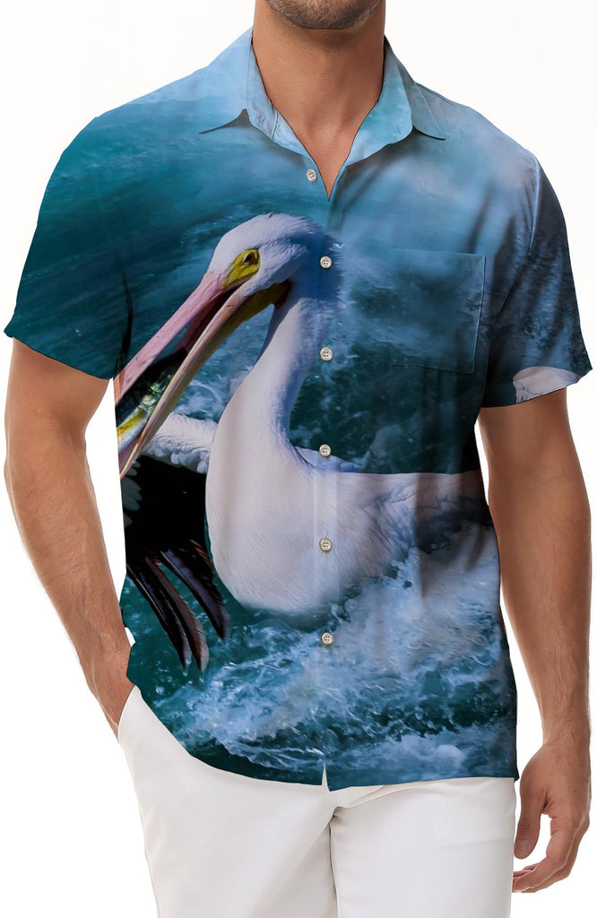 pelican bird blues EAS available me NS Hawaiian shirt short sleeves button down summer beach casual shirts