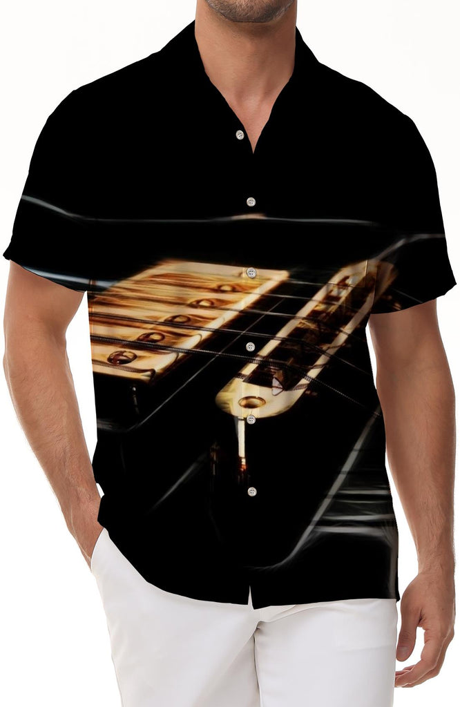 Vintage Beta Music Loose Men's Casual Shirt Hawaiian Rainforest Print Short Sleeve Casual Button Clothes