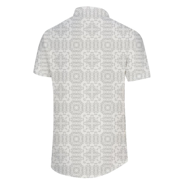 
White pattern digital printing retro style Hawaiian tropical button lapel men's casual street daily
                