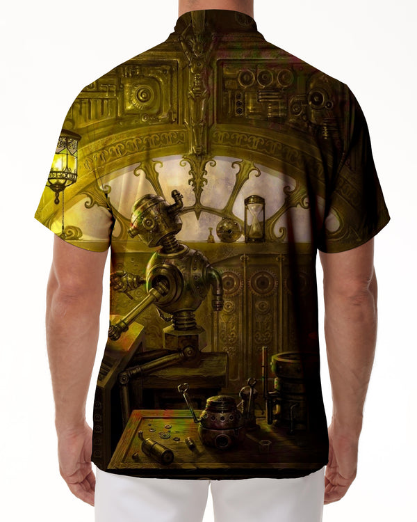 
Gold Robot Punk House Men's Shirt Short Sleeve Tropical Hawaiian Shirt Regular Fit Casual
                