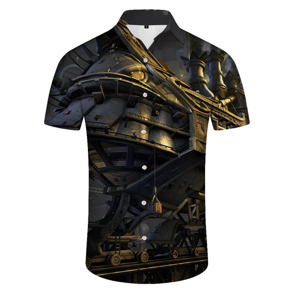 
Summer Men's Boat Print Short Sleeve Shirt Tops Casual Hawaiian Lapel Button Shirt Fashion Loose Clothing
                