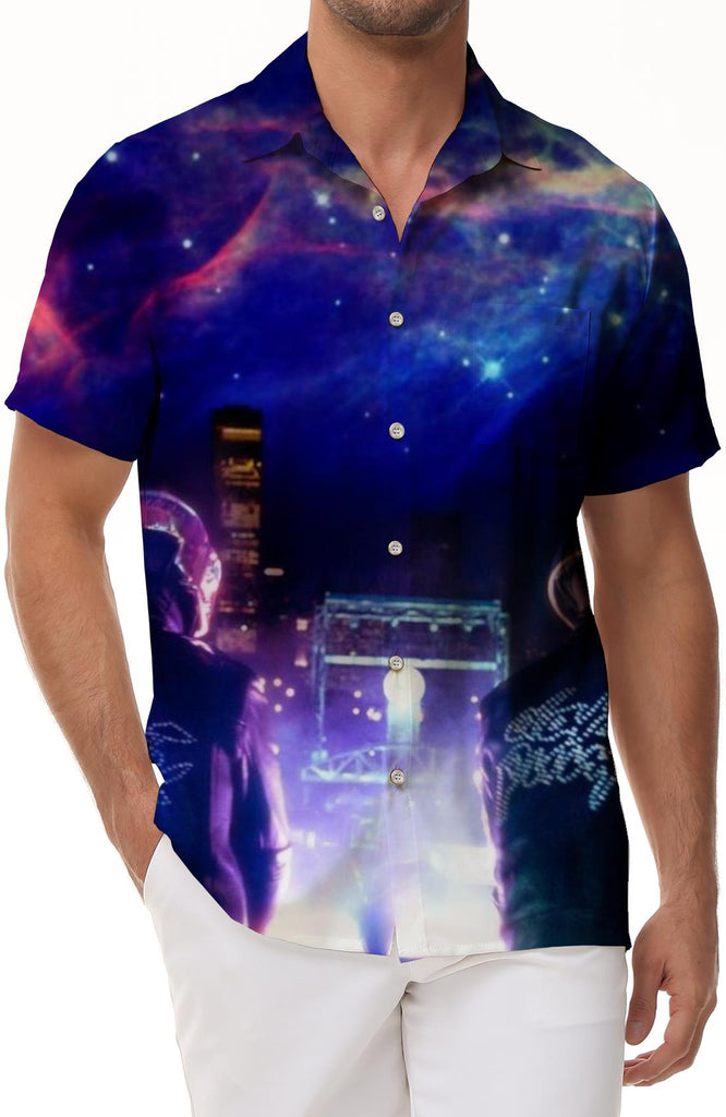 Purple Silver Sea Summer Casual Short Sleeve Tops Men Shirt Button Down Shirts Suitable for Office Beach Travel