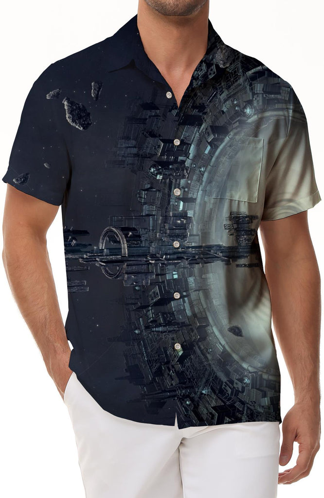 Ancient Greek high-tech architectural culture planet casual regular short-sleeved men's style