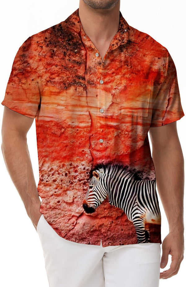 Animal Zebra 3D Printed Streetwear Men Fashion Cool Lapel Stonewall Four Seasons Tops