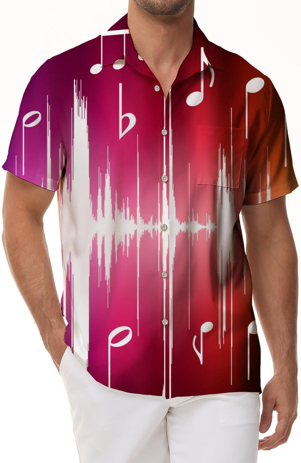 Sonic Pattern Men's Loose Short Sleeve Shirt 3D Printed Button Beach Shirt Casual Hawaiian Shirt Pink