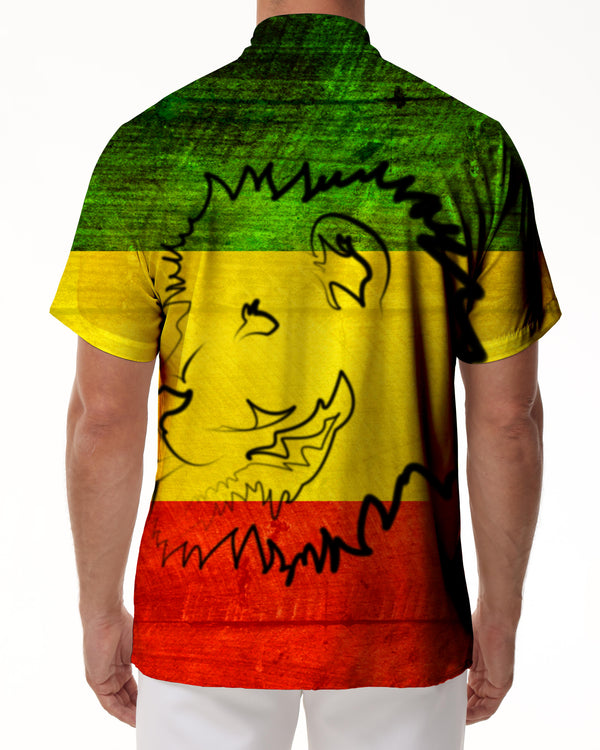 
Traffic light personalized art pattern men's short-sleeved button-down top summer Hawaii tropical ocean seaside surfing
                
