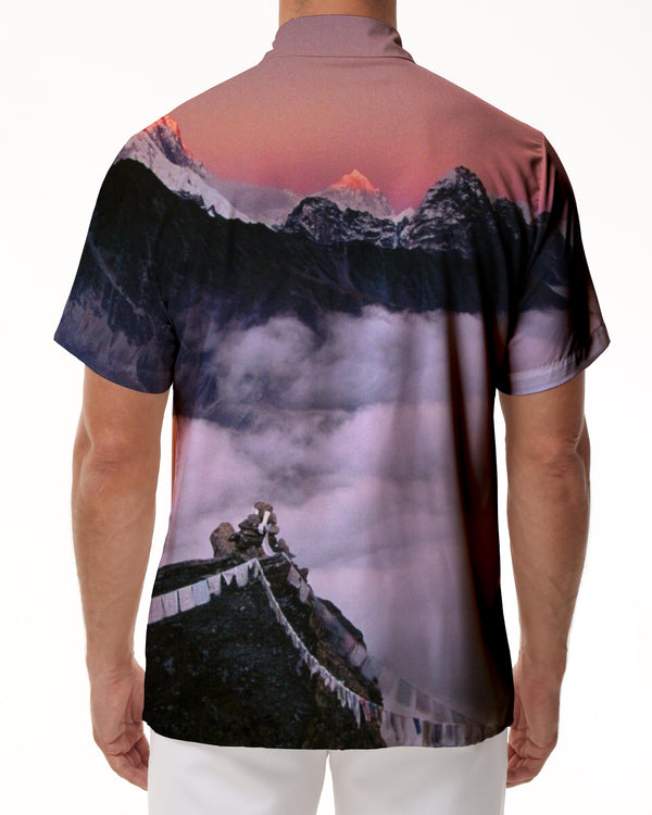 
Himalayan Sunrise Print Men's Polyester Shirt Short Sleeve Button Shirt Hawaiian Shirt Vacation
                