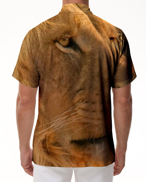 
3D Animal Lion Street Pocket Short Sleeve Men's Hip-Hop Style Beach Vacation Shirt Printing Loose Casual Fashion
                