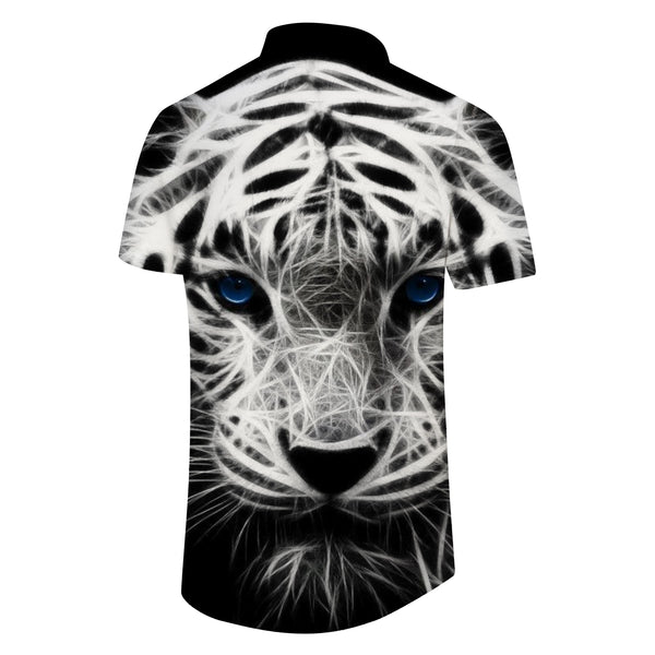 
Men's short-sleeved tiger pattern shirt business home clothes casual summer wear sweat-absorbent quick-drying breathable fashion
                