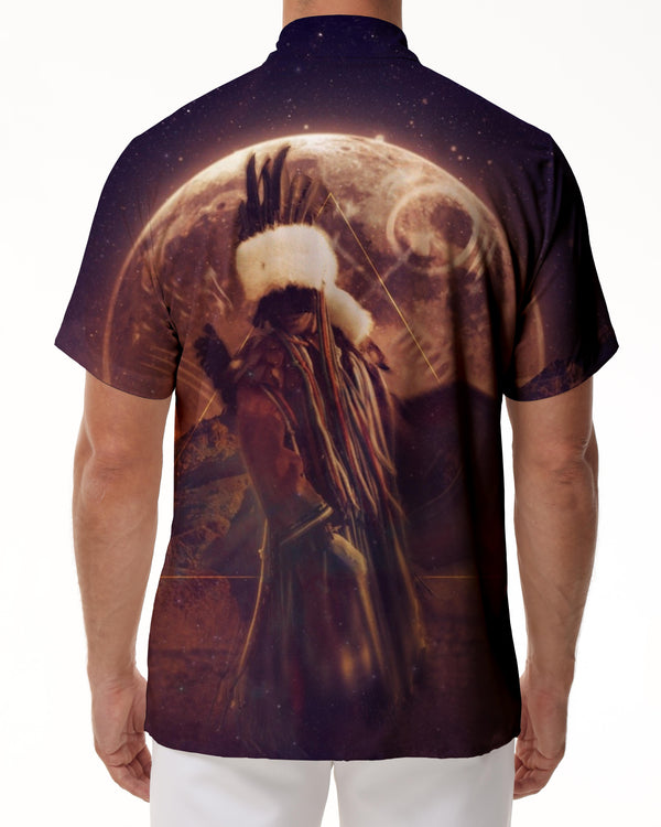 
Native American Short Sleeve Shirt Hawaiian Button Mens Casual Native American Tops
                