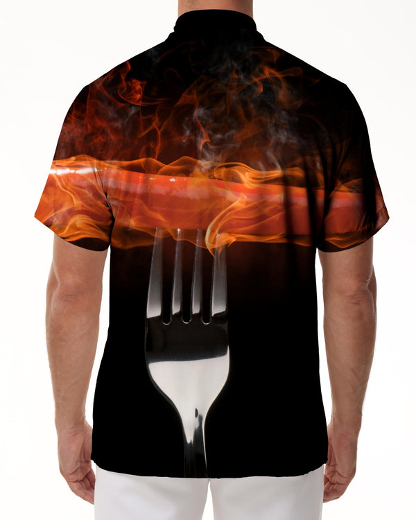 
Sausage Flame Short Sleeve Men's Outdoor Fishing Casual Daily Fashion Short Sleeve Button Shirt Four Seasons
                