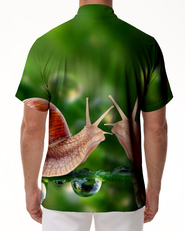 
Snail Men's Short Sleeve Shirt Casual Button Summer Beach Shirt Classic Fit Top
                