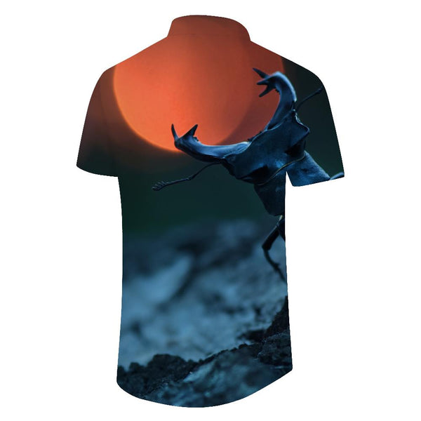 
Beetle Giant Stag Beetle Digital Print Short Sleeve Shirt Seaside Ocean Hawaiian Button Lapel Pocket Beach Shirt Tropical
                