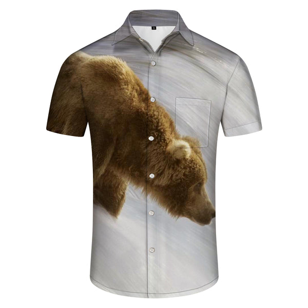 
Sport Downhill Bear Style Vintage Men's Cuban Collar Shirt Casual Button Shirt Short Sleeve Beach Vacation
                