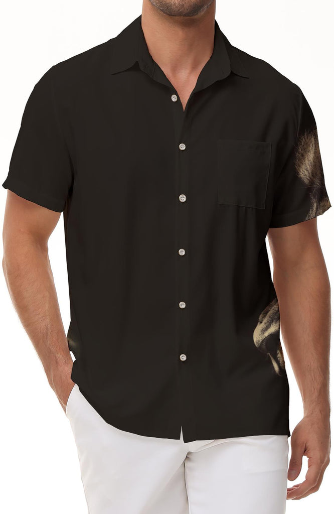 Button-down short-sleeved men's shirts, button-down men's casual shirts, men's beach, summer vacation, Hawaii