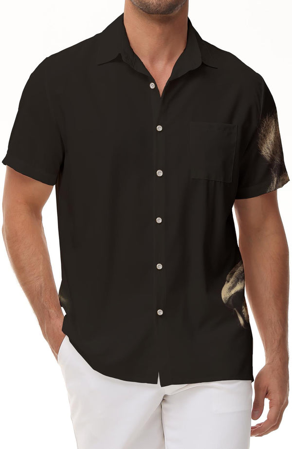 Button-down short-sleeved men's shirts, button-down men's casual shirts, men's beach, summer vacation, Hawaii
