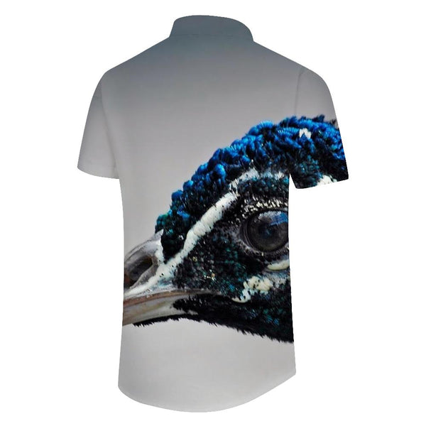 
Polyester Hawaiian Button Lapel Peacock Men's Casual Short Sleeve Shirt Clothes Button Print Tropical Four Seasons Shirt
                