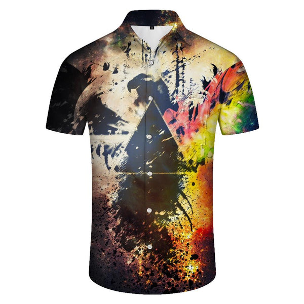 
Paint abstract shirt men casual lapel color paint pattern short sleeve shirt men tops fashion summer
                