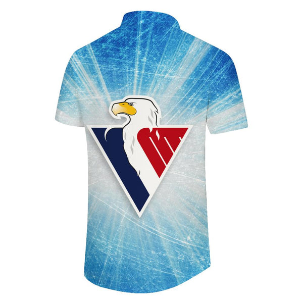 
Abstract eagle logo print beach hawaiian shirt short sleeve lapel casual shirt resort wear summer
                