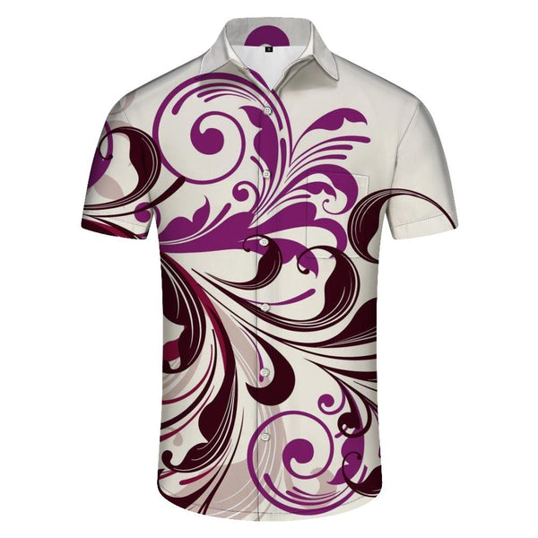 
Fashion Trendy Curve Floral Butterfly Graphic Print Hawaiian Ombre Button Pocket Men's Shirt
                