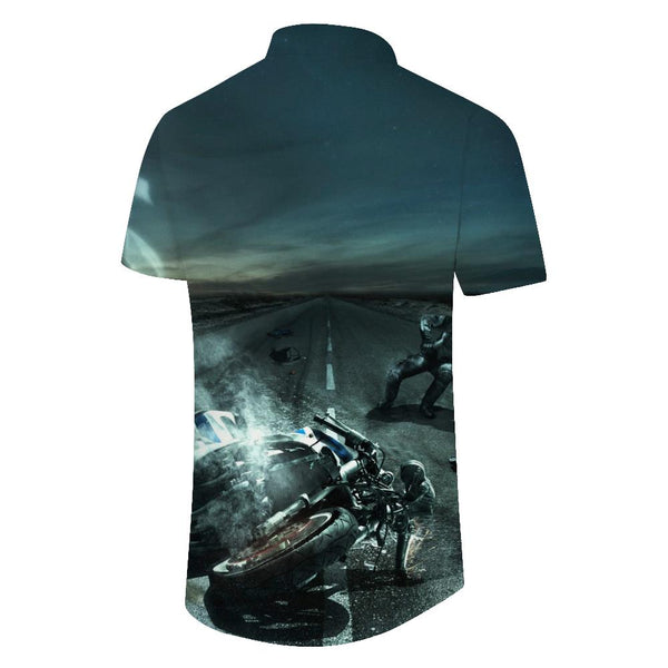 
Retro Motorcycle Print Men's Short Sleeve Shirt Mechanic Short Sleeve Cyberpunk 3d Sports Leisure Outdoor Tops
                